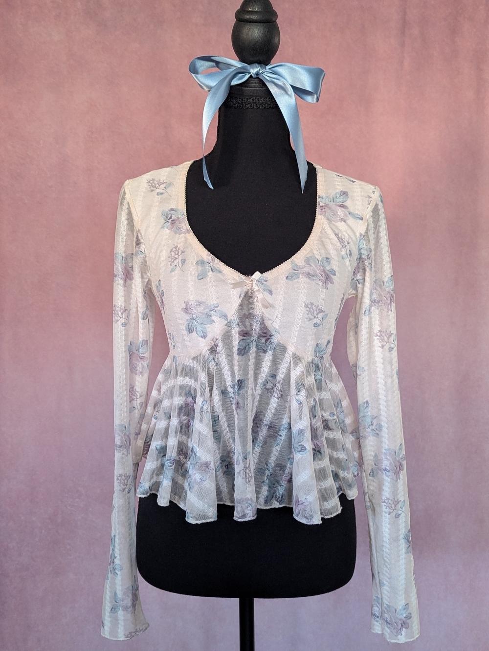 RSQ Floral Mesh Peplum Top | Size Medium